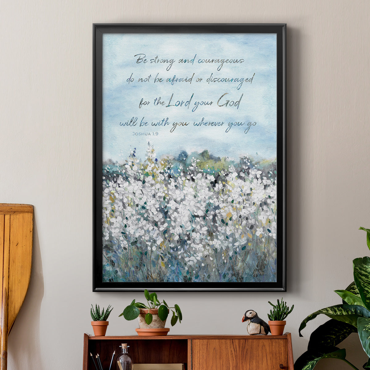 Be Strong Flower Field - Modern Framed Canvas Print