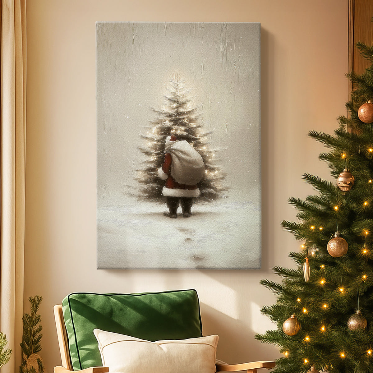 Night of Tinsel-Gold Snow - Canvas Art Print