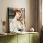 Canvas art print of a coastal figure with soft tones and reflective mood styled in a home decor setting.