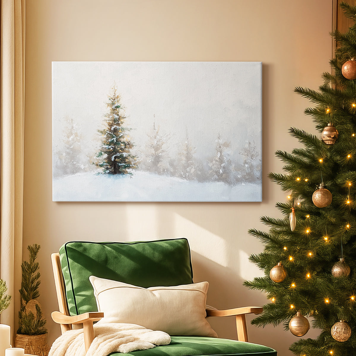 Frostlit Evergreen Parish - Canvas Art Print