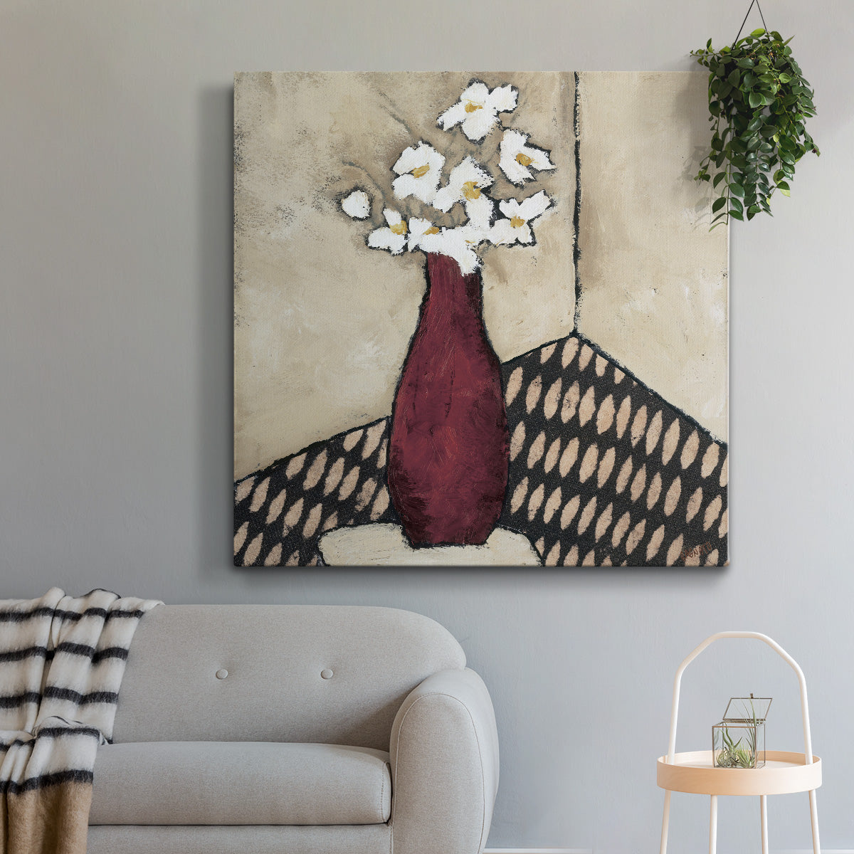 Retro Red Vase - Canvas Art Print