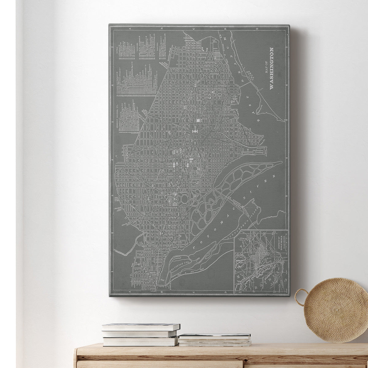 City Map of Washington  D.C. Premium Gallery Wrapped Canvas - Ready to Hang