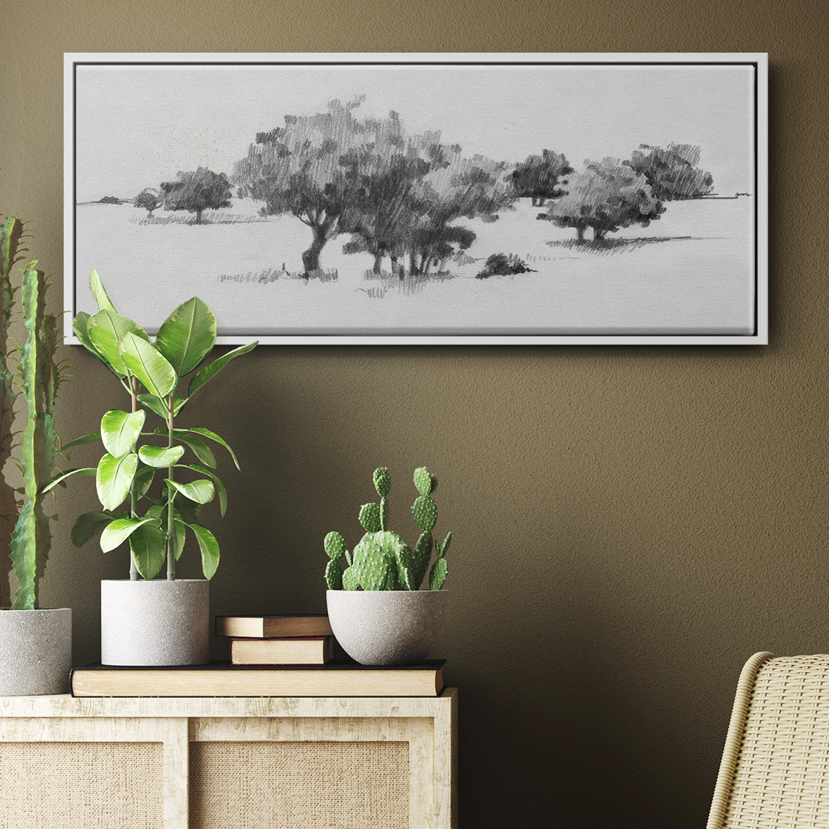 Treeline Sketch II - Floater Framed Canvas Print