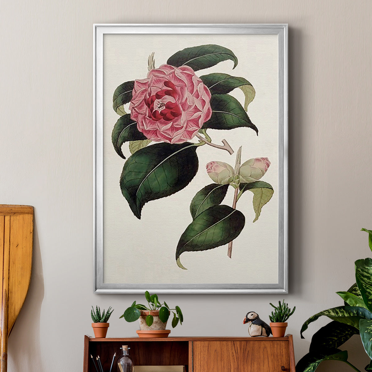 Pink Floral Mix III - Modern Framed Canvas Print