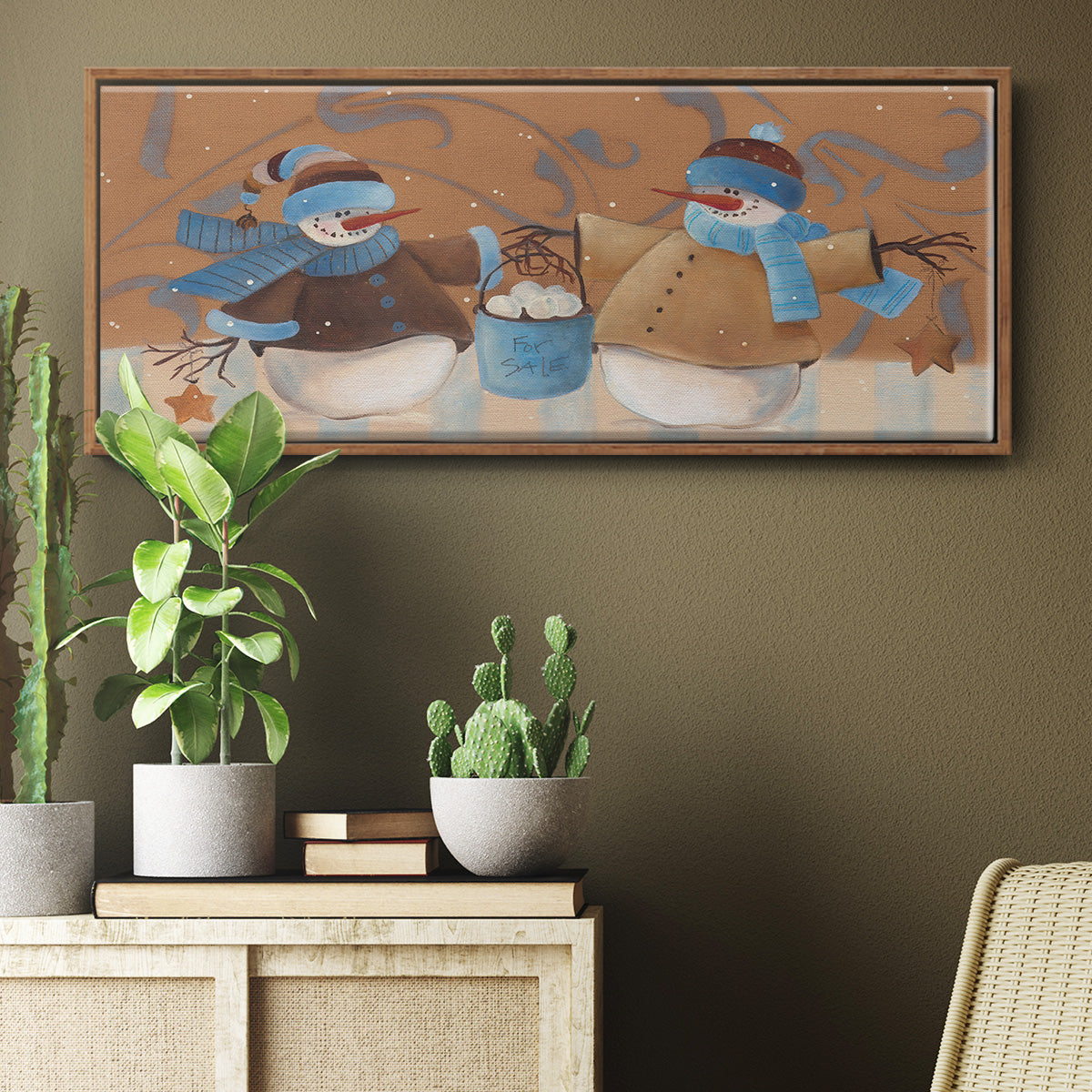 Snowball Bucket - Floater Framed Canvas Print
