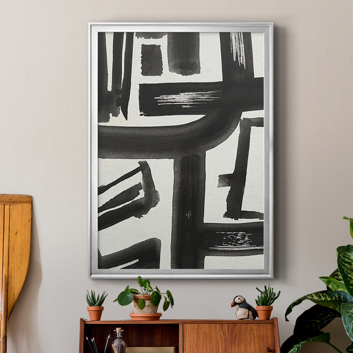 Inkwell Intersect II - Modern Framed Canvas Print