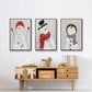 Snowman - Framed Premium Gallery Wrapped Canvas L Frame 3 Piece Set - Ready to Hang