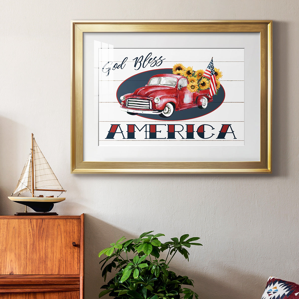 God Bless America Truck - Modern Framed Art Print