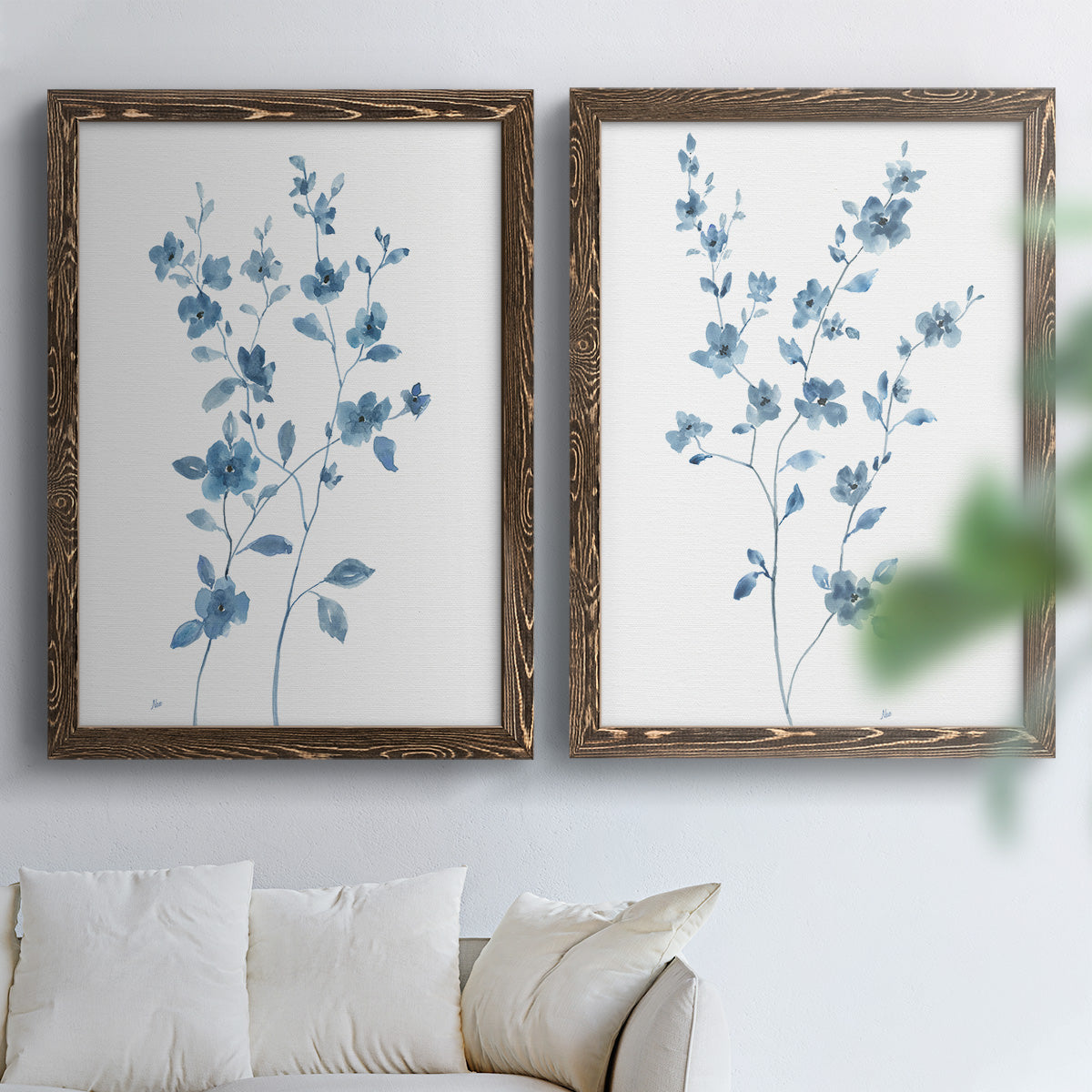 Blue Blossom I - Premium Framed Canvas 2 Piece Set - Ready to Hang