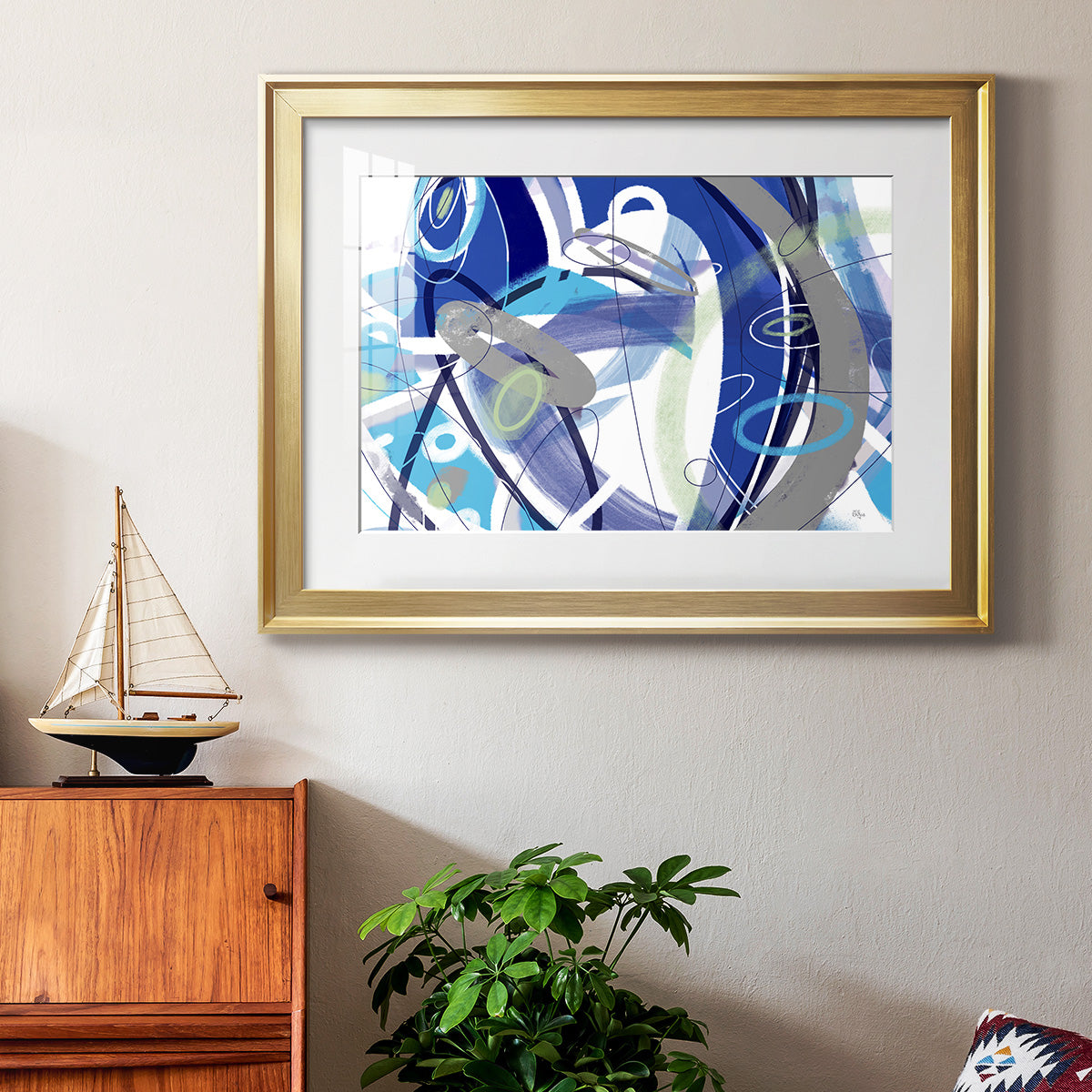 Blue Flow - Modern Framed Art Print