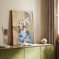 Canvas art print of a layered composition with floral arrangement and background image styled in a home decor setting.
