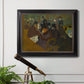 Impressionist cabaret interior scene by Henri de Toulouse-Lautrec in an ornate black frame with gilded inner detail displayed in a light-toned interior setting.