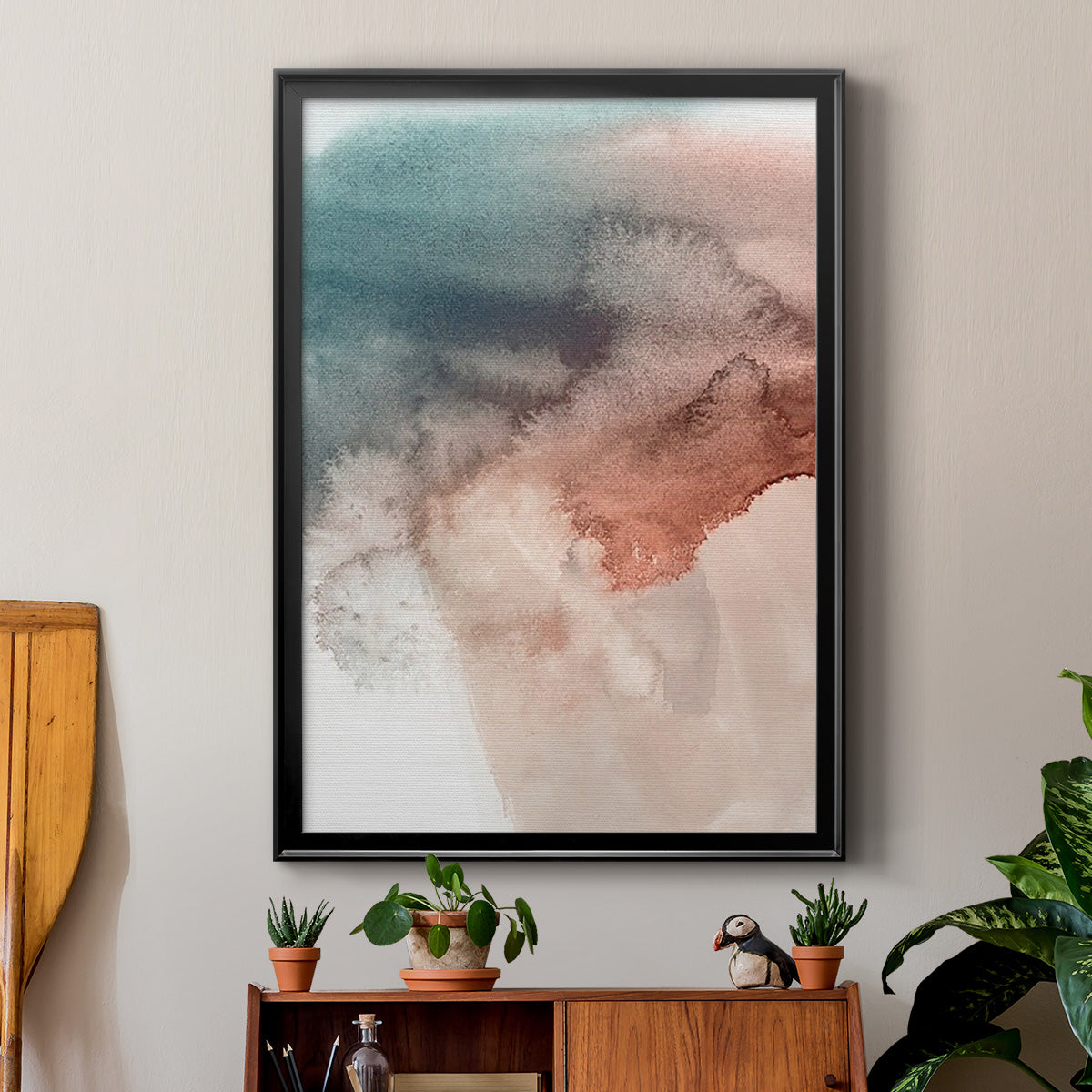 Red Ochre Abstract III - Modern Framed Canvas Print