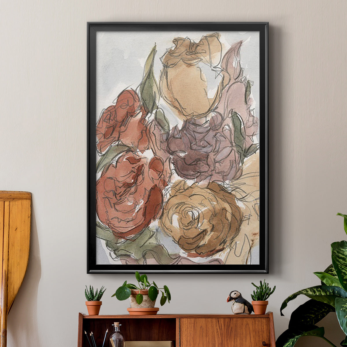 Cropped Floral Arrangement II - Modern Framed Canvas Print