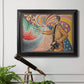 Neo-impressionist abstract portrait by Paul Signac in an ornate black frame with gilded inner detail displayed in a light-toned interior setting.