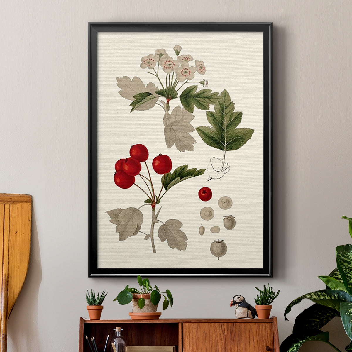 Leaves & Berries III - Modern Framed Canvas Print