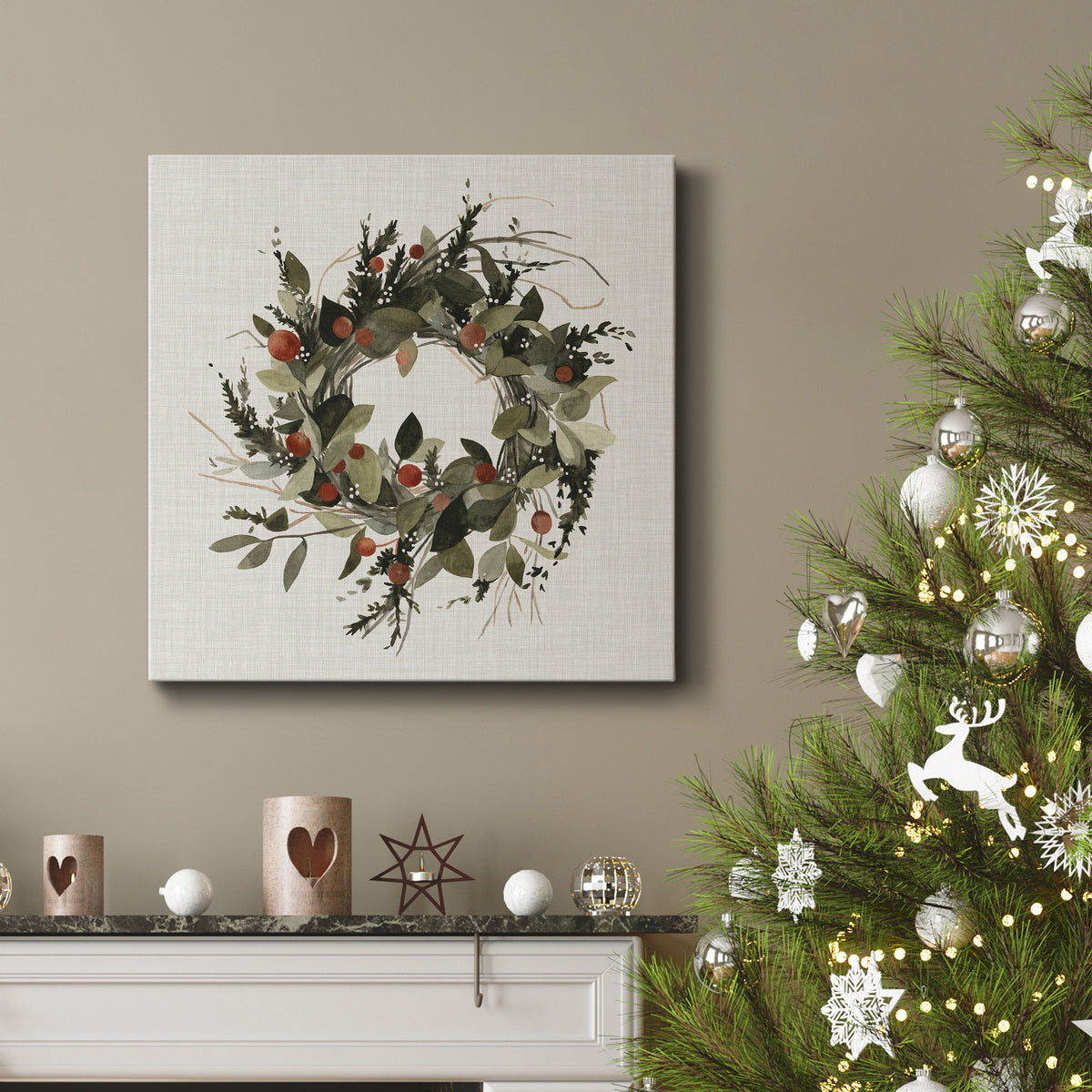 Farmhouse Wreath II-Premium Gallery Wrapped Canvas - Ready to Hang