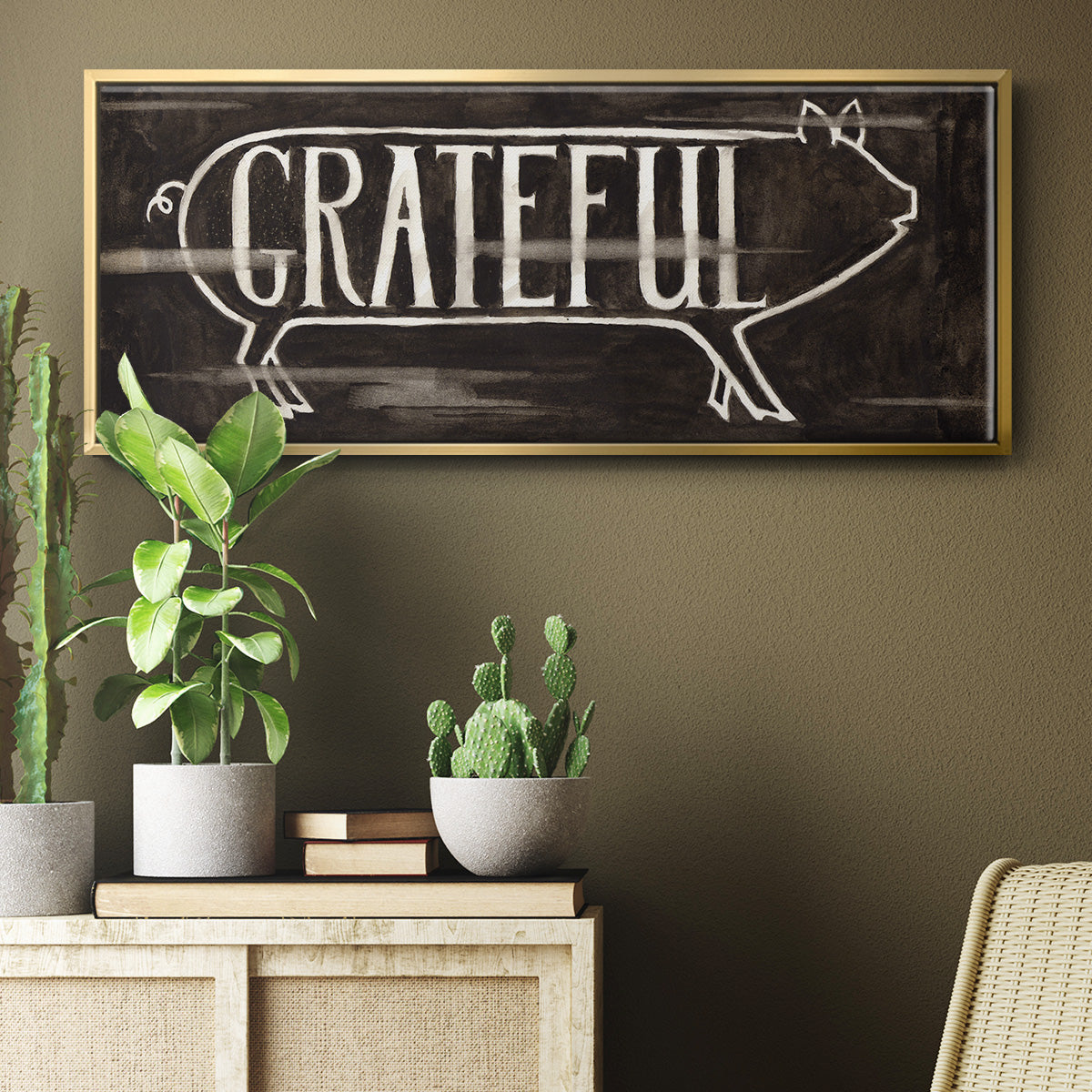 Grateful Pig - Floater Framed Canvas Print