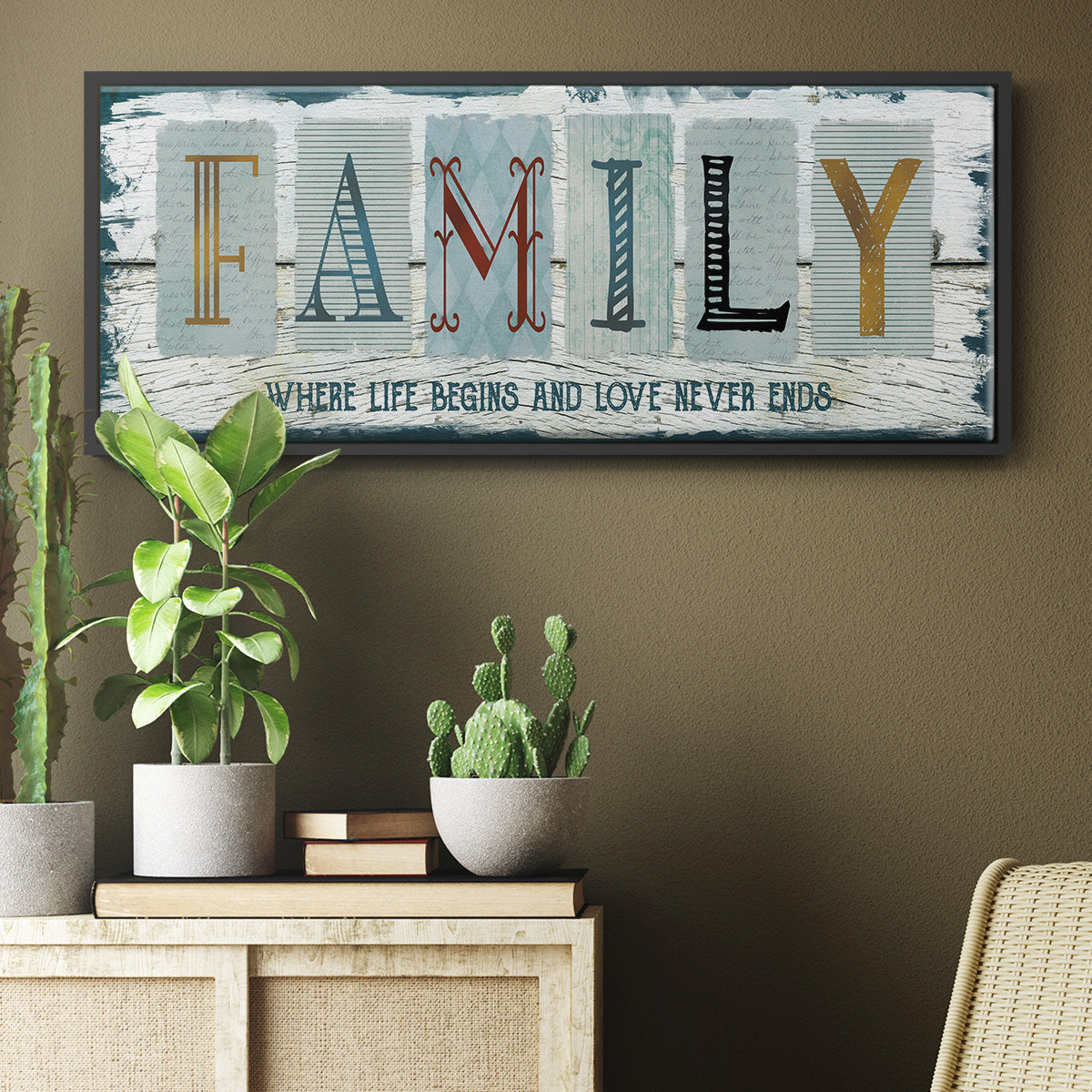 Family Where Life - Floater Framed Canvas Print