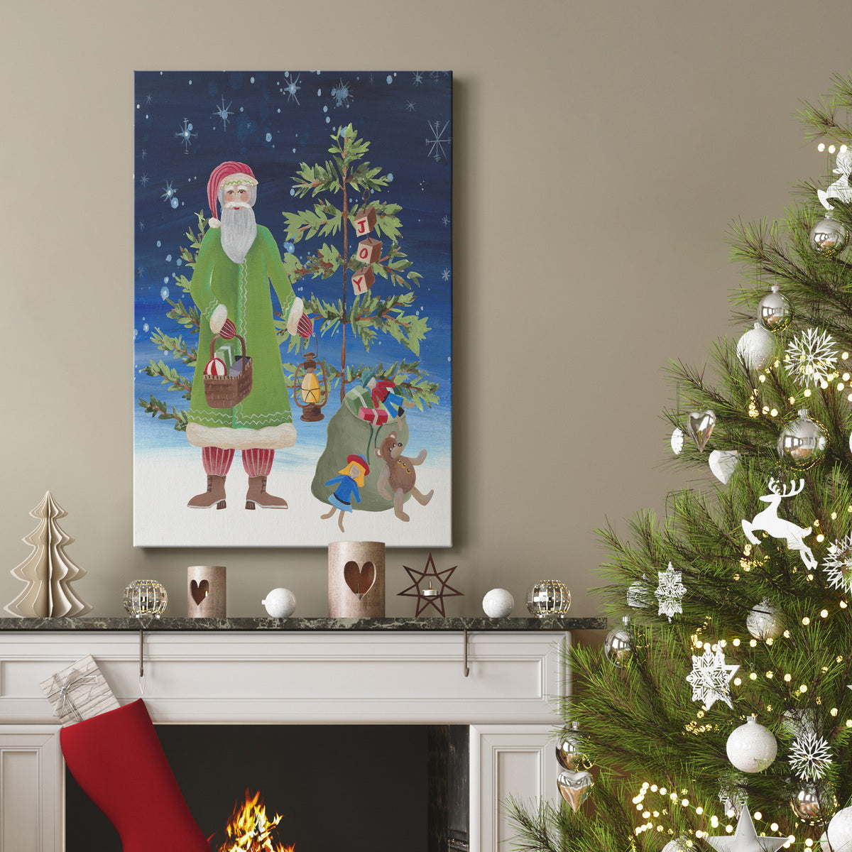 Folksy Father Christmas II Premium Gallery Wrapped Canvas - Ready to Hang