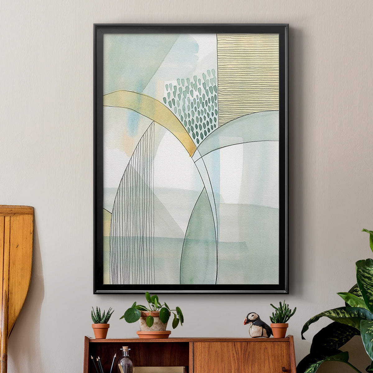Mint Reflection I - Modern Framed Canvas Print