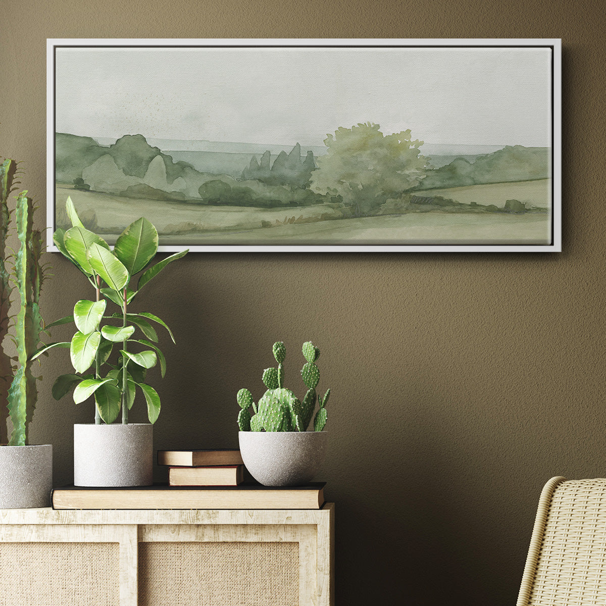 Vintage Landscape Sketch II - Floater Framed Canvas Print