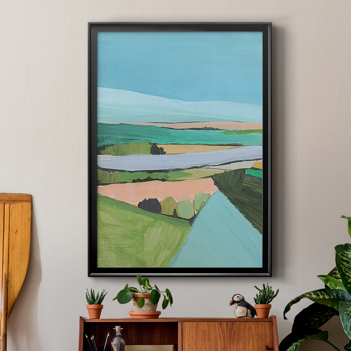 Bright Colored Countryside I - Modern Framed Canvas Print