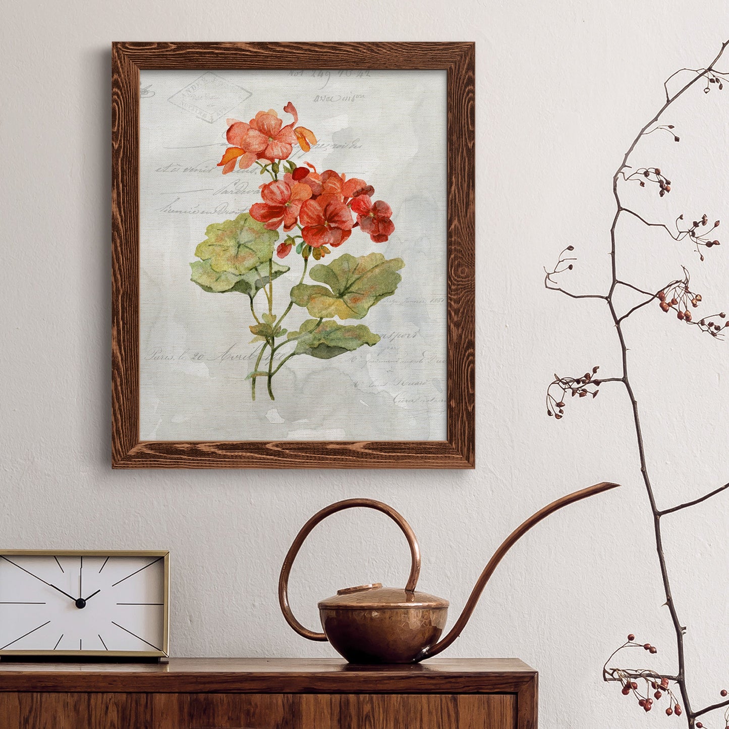 Linen Geranium - Premium Canvas Framed in Barnwood - Ready to Hang