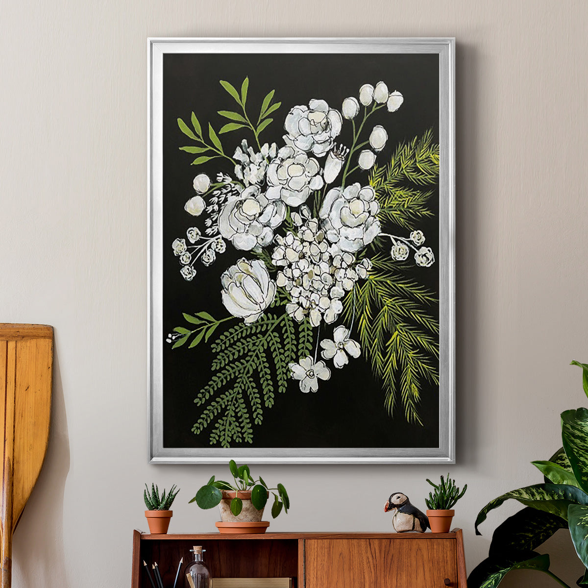 Alabaster Bouquet I - Modern Framed Canvas Print