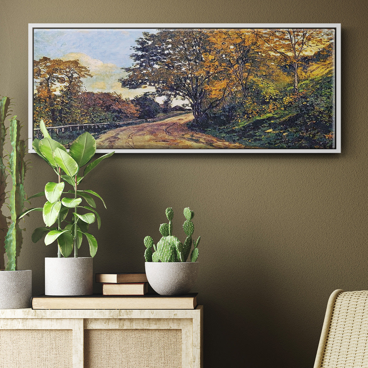 The Road to the Farm of Saint - Floater Framed Canvas Print