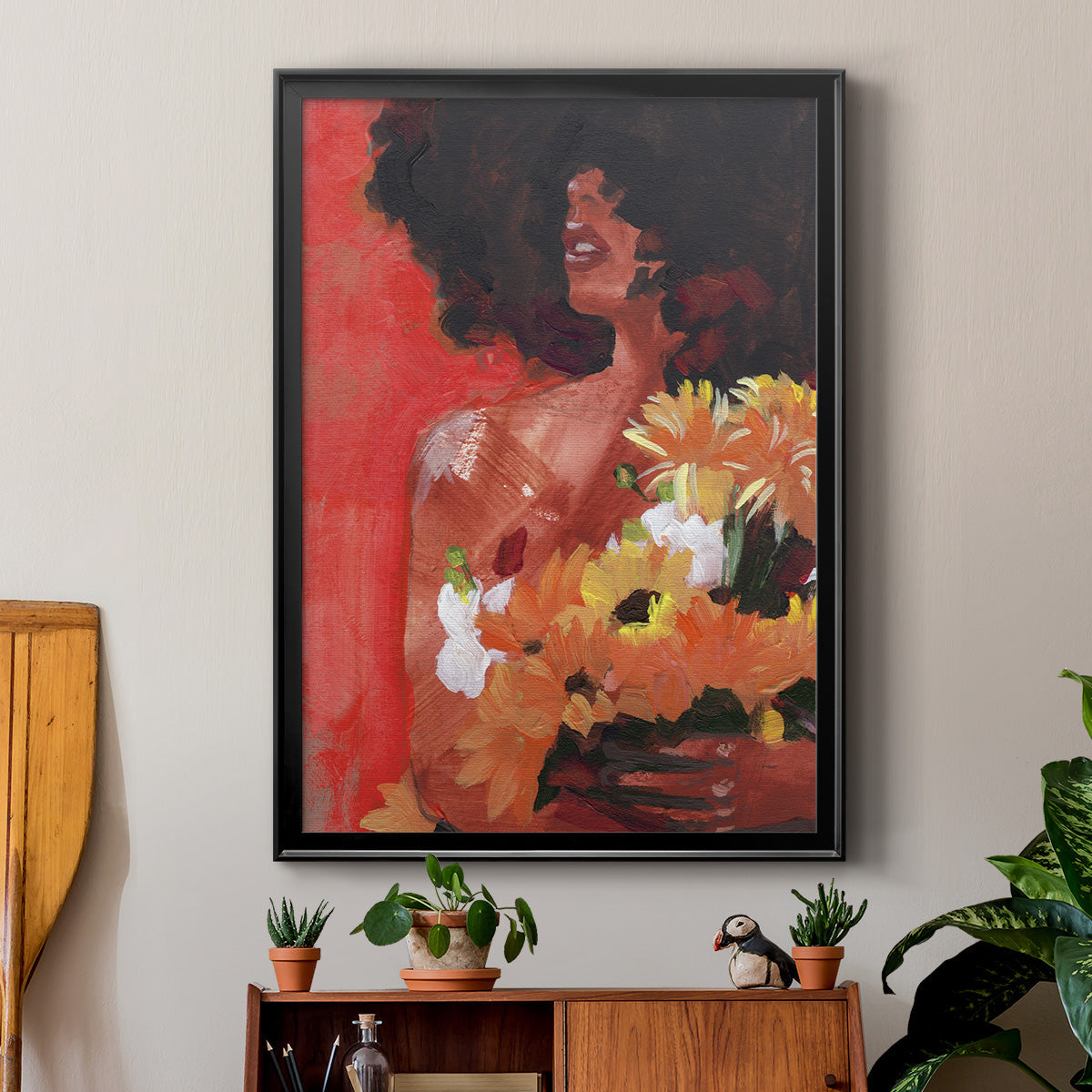 Through the Flowers I - Modern Framed Canvas Print