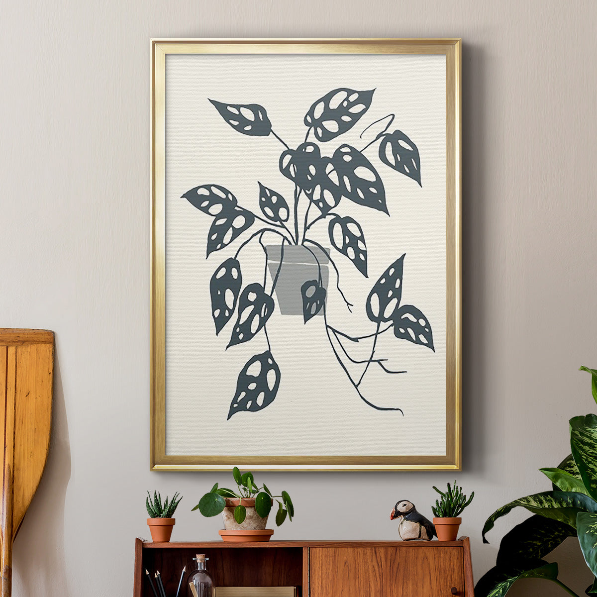 Growing Leaves I - Modern Framed Canvas Print
