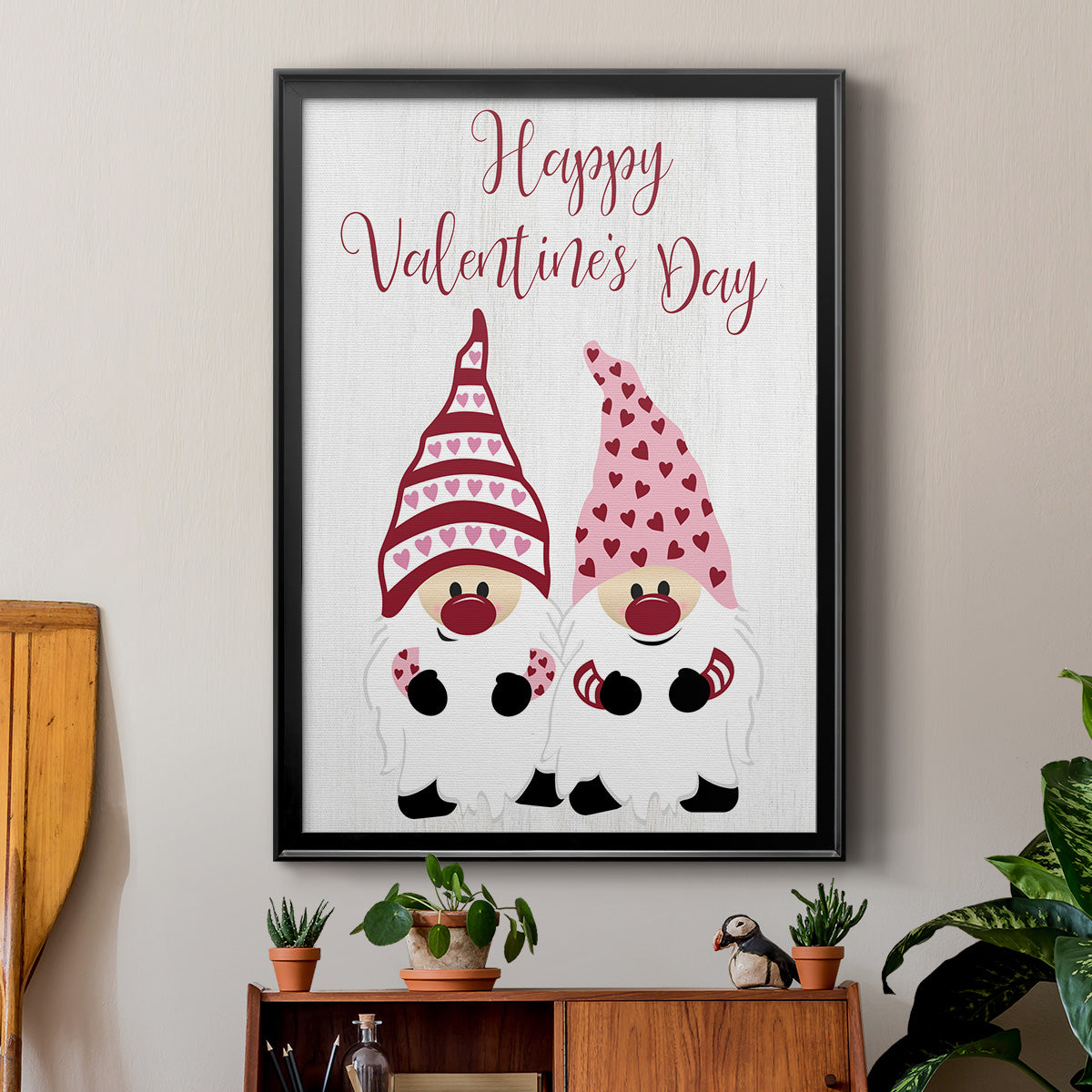 Valentines Gnomes - Modern Framed Canvas Print