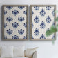 Indigo Bloom Pattern I - Premium Framed Canvas 2 Piece Set - Ready to Hang