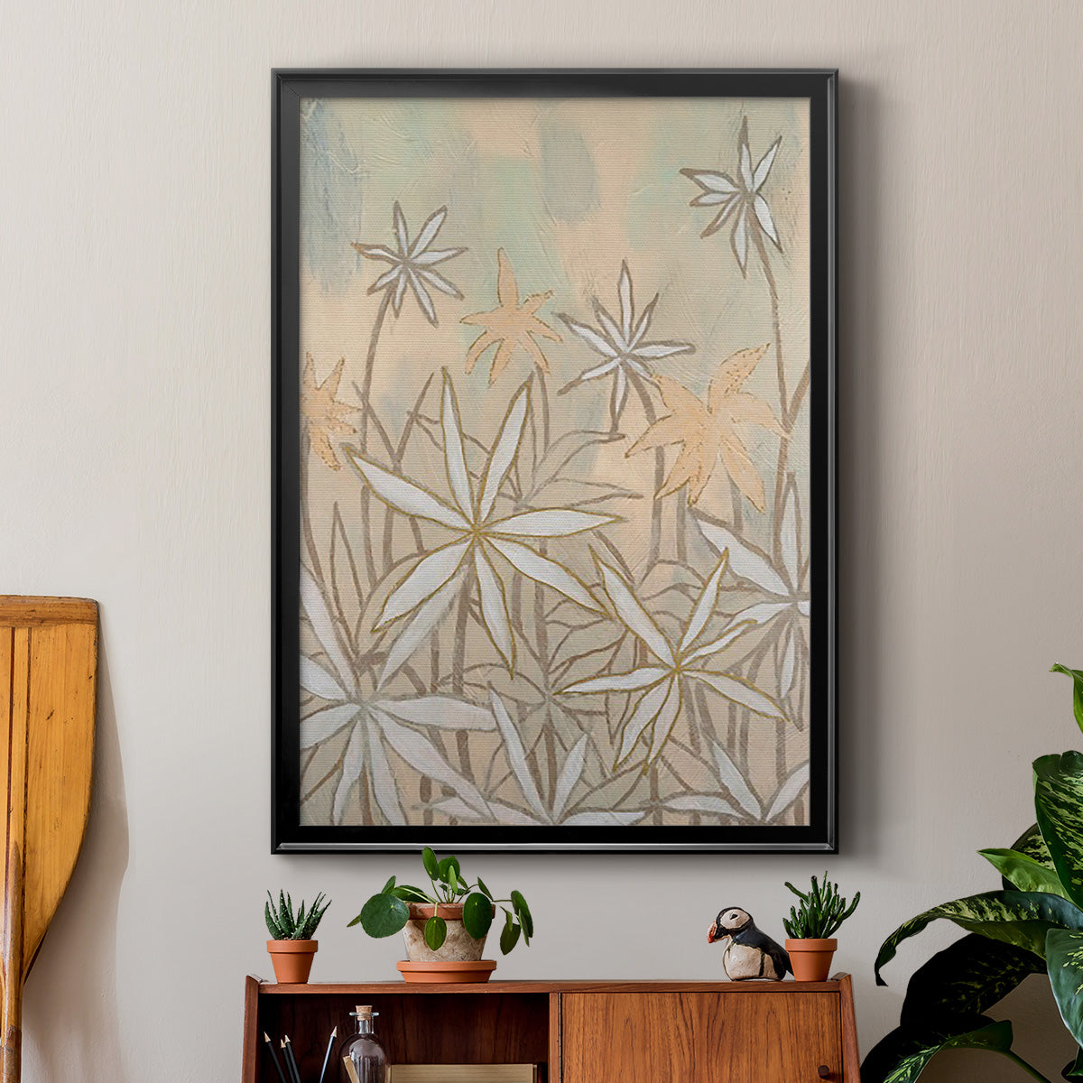 Embellished Starburst Bloom II - Modern Framed Canvas Print