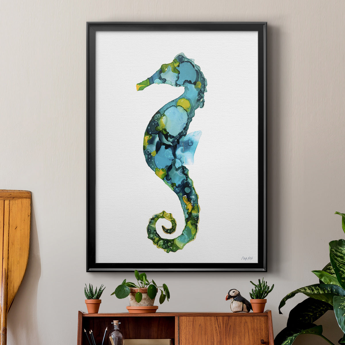 Seahorse - Modern Framed Canvas Print