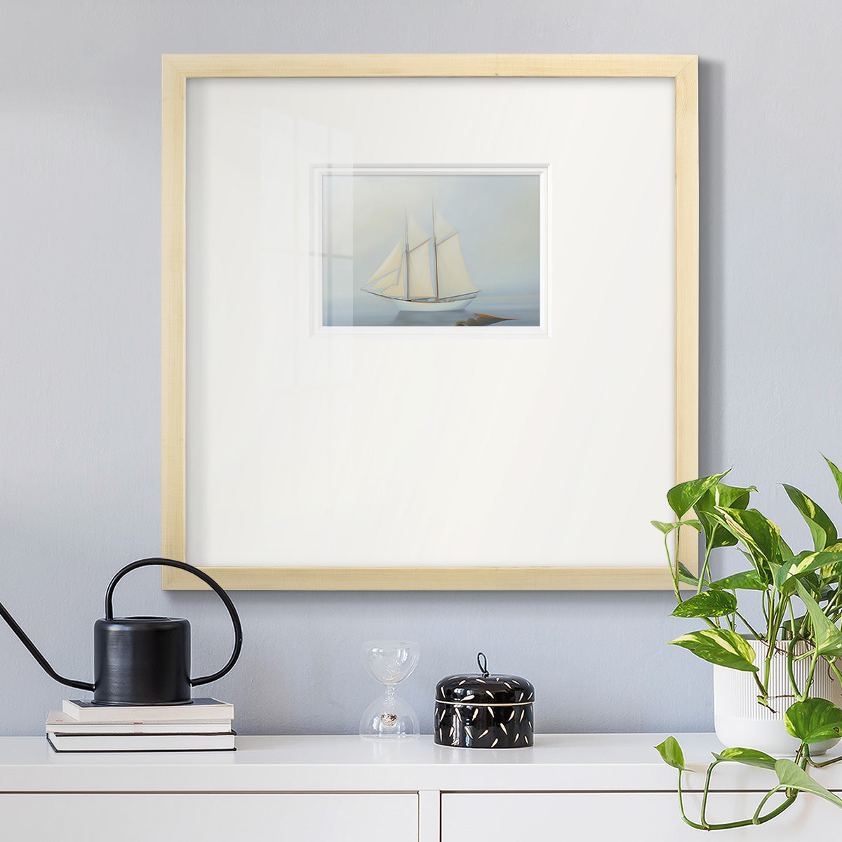 Foggy Sail II Premium Framed Print Double Matboard