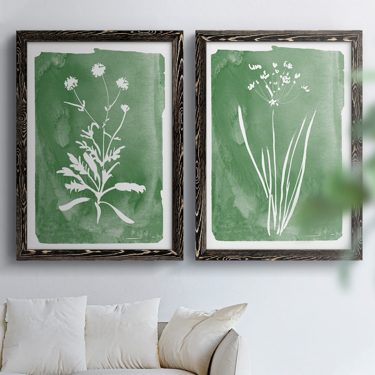 Green Botanical I - Premium Framed Canvas 2 Piece Set - Ready to Hang