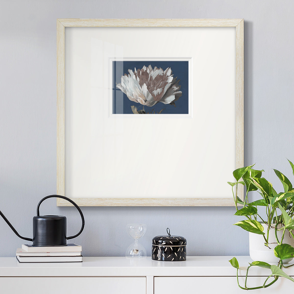 White Peony Premium Framed Print Double Matboard