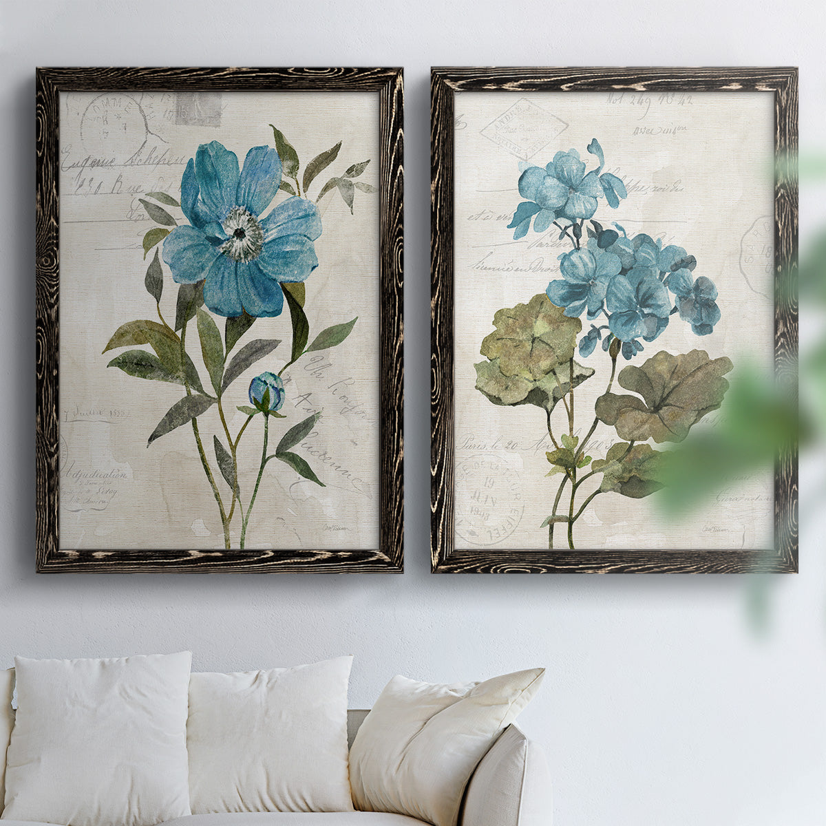 Linen Peony - Premium Framed Canvas 2 Piece Set - Ready to Hang