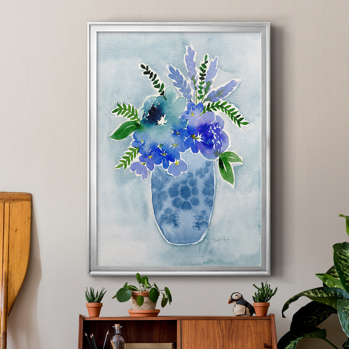 Blue Bouquet I - Modern Framed Canvas Print