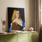 Canvas art print of a refined figure with gentle expression and smooth shading styled in a home decor setting.