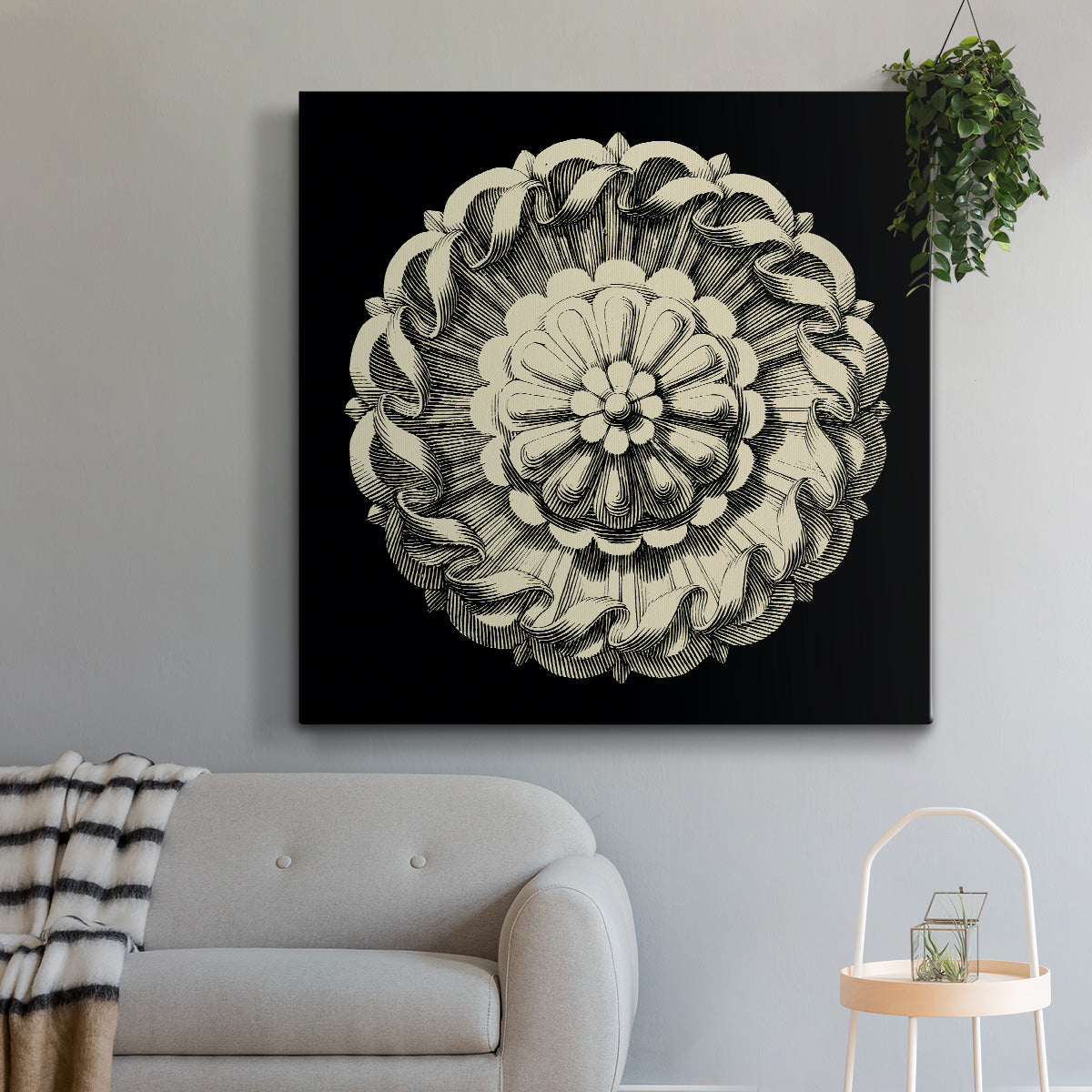 Black and Tan Rosette IV - Canvas Art Print