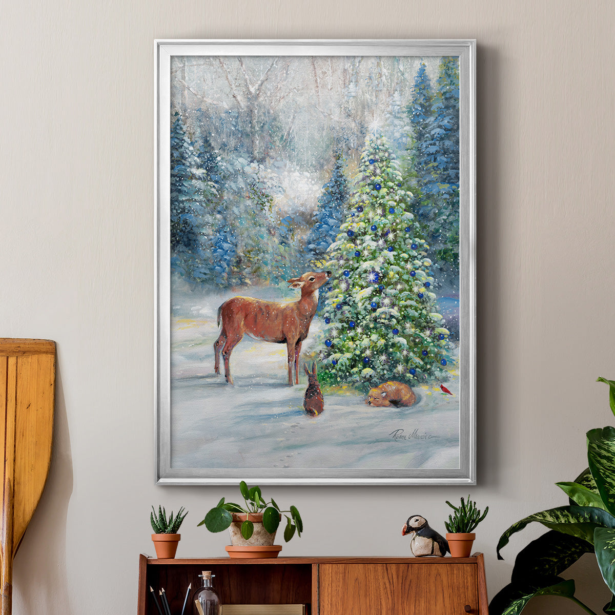 Winter Gathering - Modern Framed Canvas Print