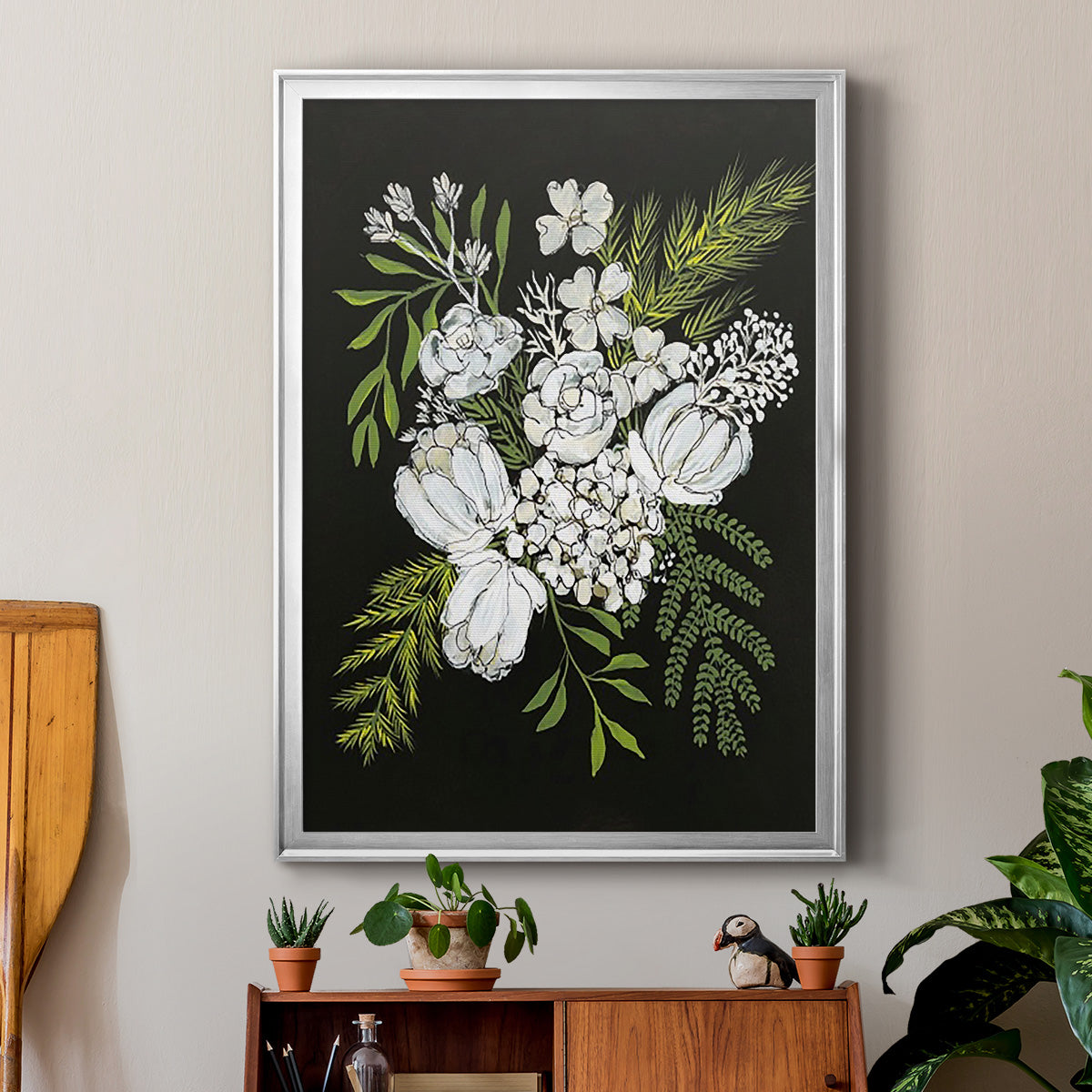 Alabaster Bouquet II - Modern Framed Canvas Print