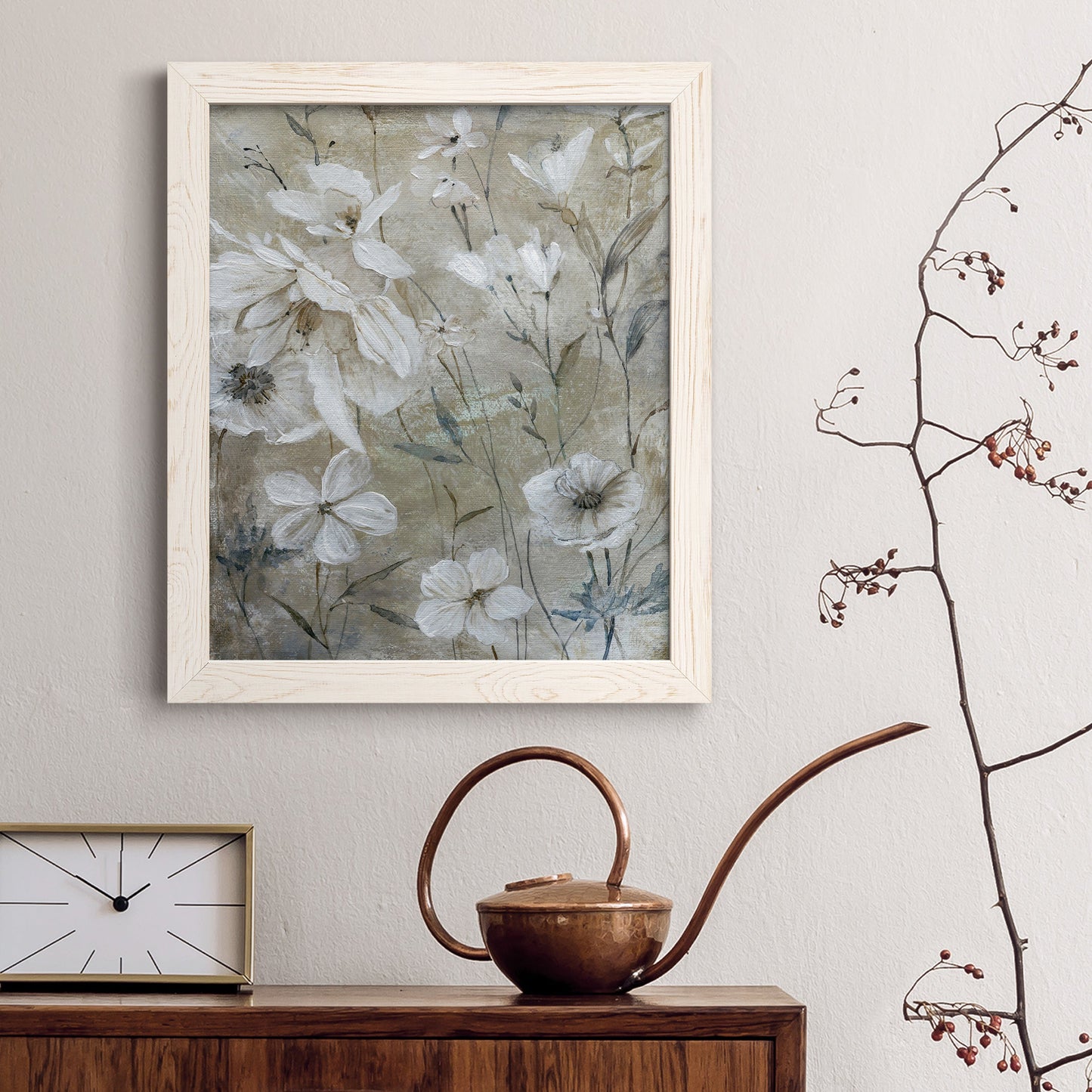 Wildflower Whites - Premium Canvas Framed in Barnwood - Ready to Hang