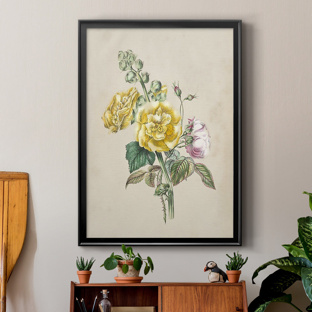 Antique Garden Bouquet II - Modern Framed Canvas Print