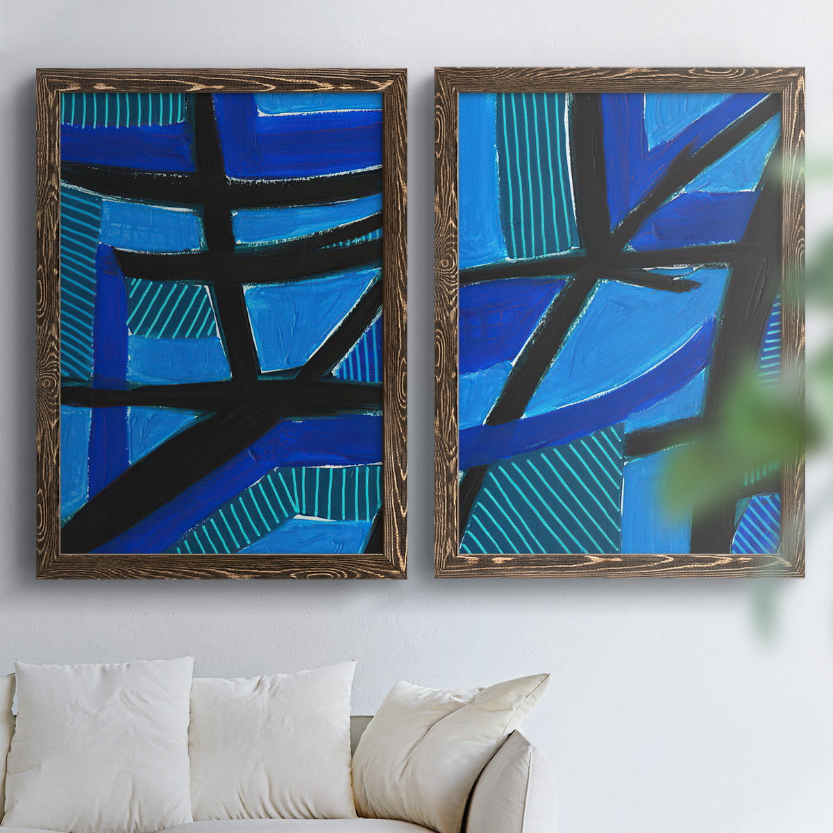 Involved Blues I - Premium Framed Canvas 2 Piece Set - Ready to Hang