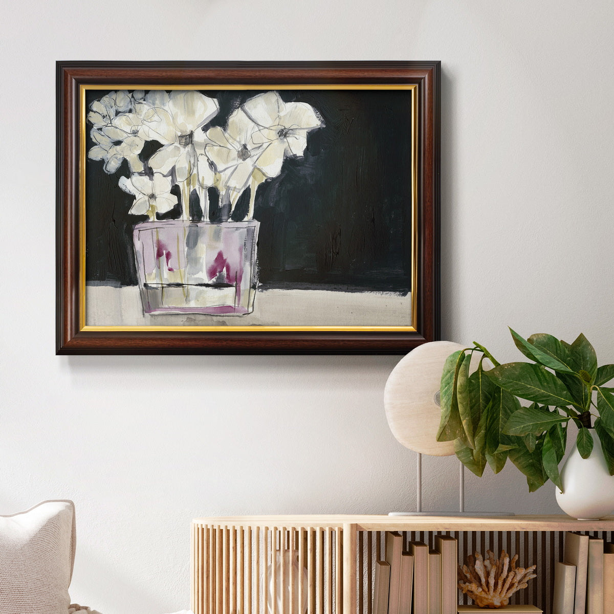 White Flowers in Fuchsia II Premium Framed Canvas- Ready to Hang