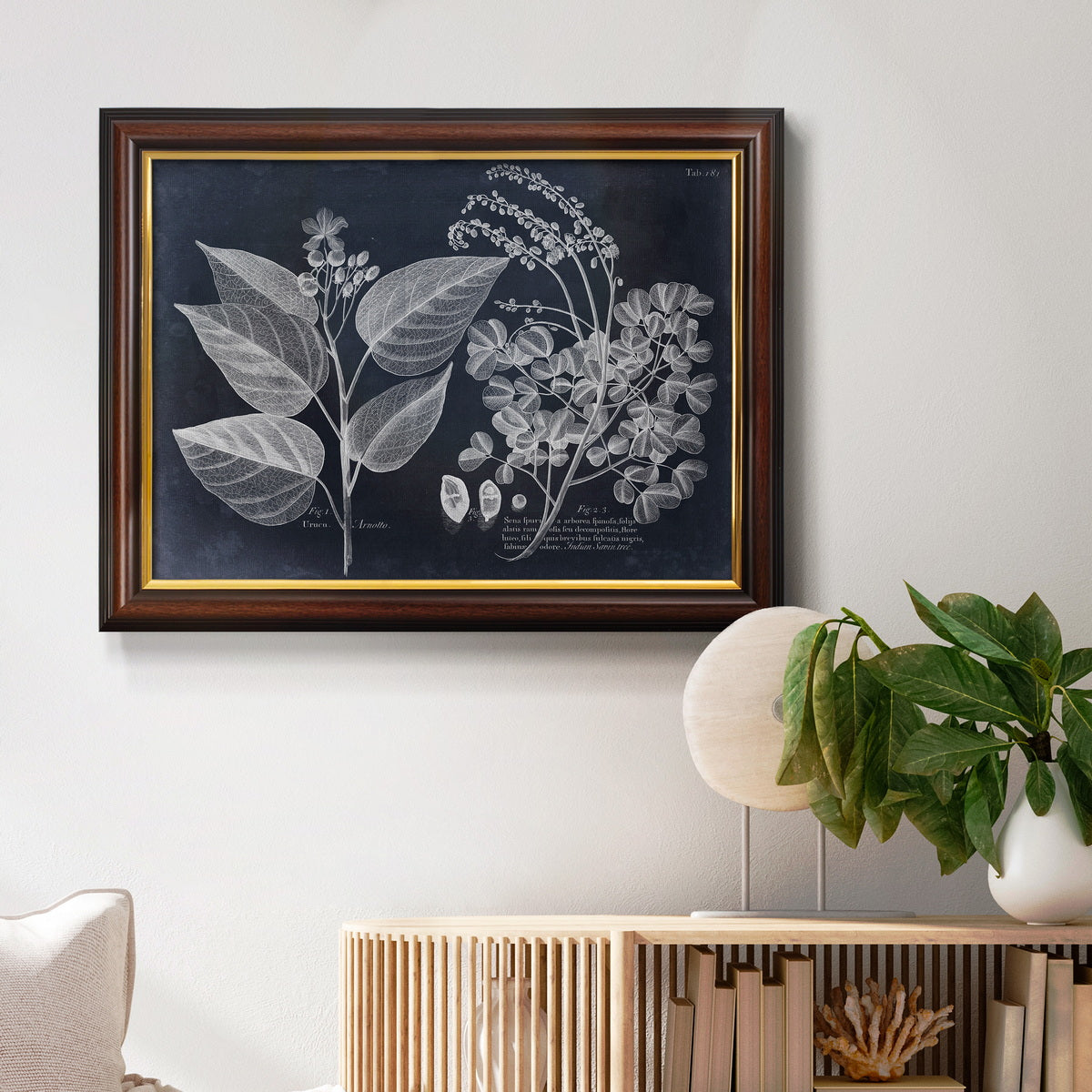 Foliage on Navy III Premium Framed Canvas- Ready to Hang